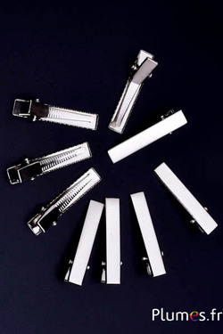 Barrettes crocodile - 7 x 34 mm - argenté